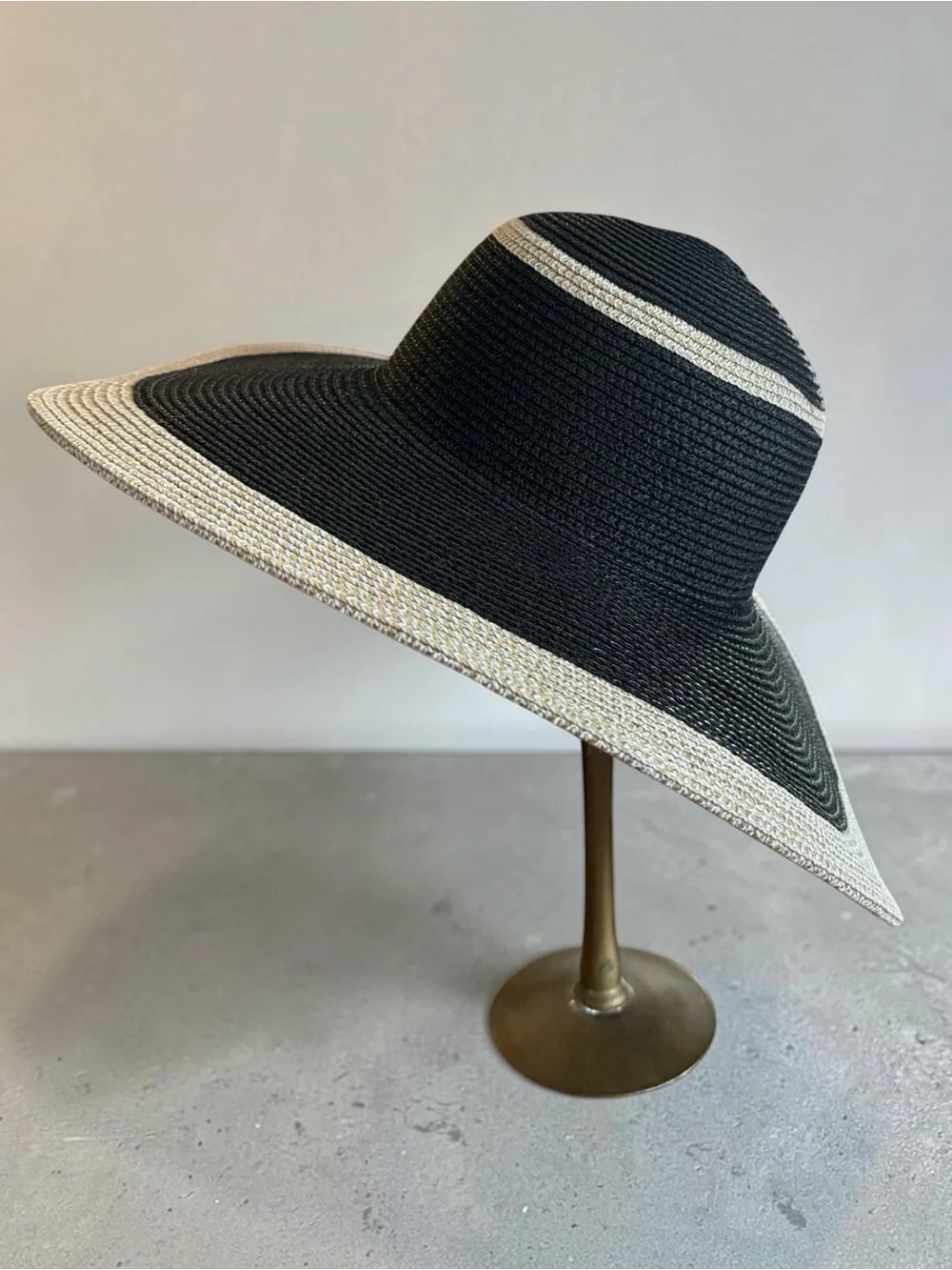 Magid Hats Black Gold Silver Metallic Wide Brim Floppy Sun Hat 100% Paper Straw
